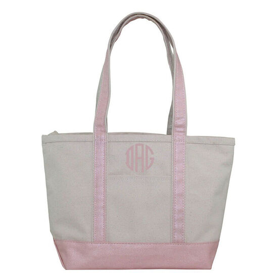 Personalized Medium Natural and Rose Gold Boat Tote